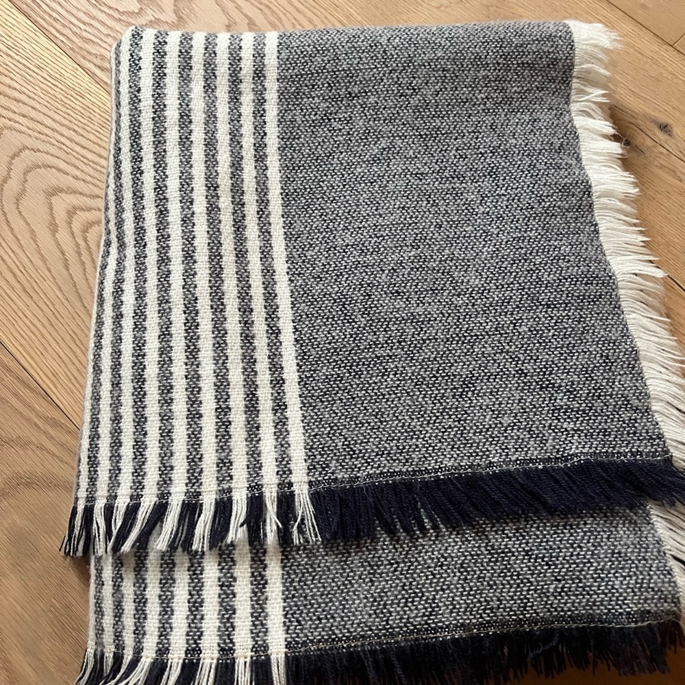 Pottery Barn Clover Fringe Striped Throw Blanket farmhouse cottagecore very soft - Picture 6 of 7